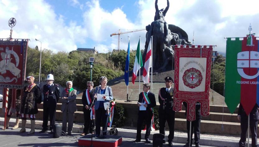 Quarto dei Mille (Genova), 5 maggio 2017 – Il momento centrale della cerimonia ufficiale nel piazzale dei Mille con l’intervento della presidente ANVRG