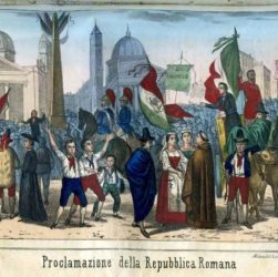 Proclamazione della Repubblica Romana nel 1849 in Piazza del Popolo – Lit. Rossetti (it.wikipedia.org)