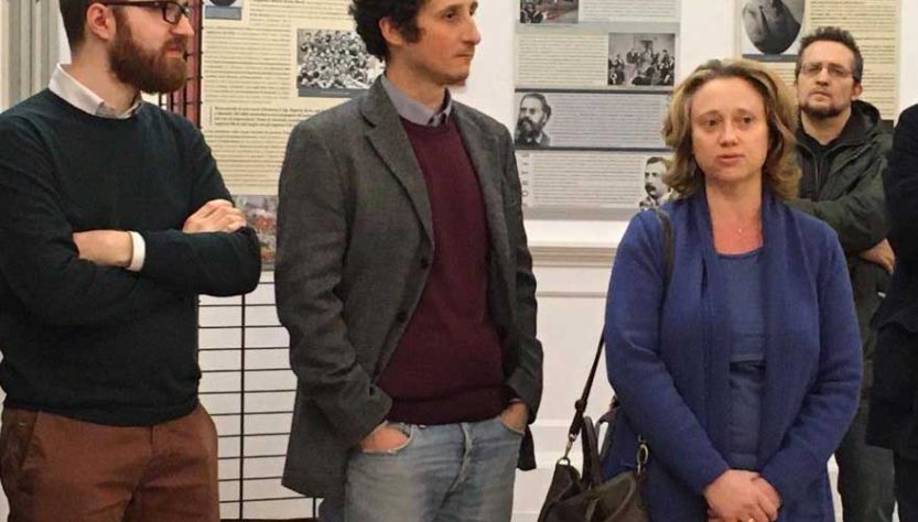 Bologna, 6 febbraio – Inaugurazione della mostra “Ebrei in camicia rossa” - I curatori Andrea Spicciarelli, Matteo Stefanori, Eva Cecchinato