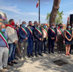 Cesenatico 2 agosto 2020 – Il vicepresidente ANVRG Filippo Raffi con i sindaci presenti al “Garibaldi day”