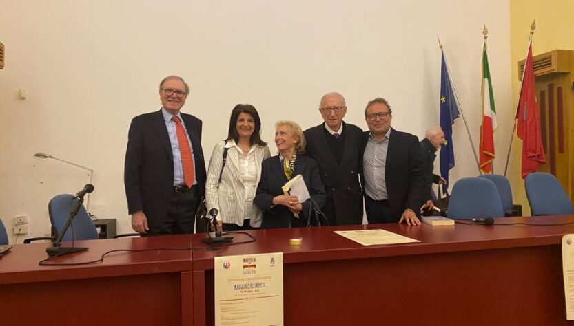 Marsala, 10 maggio 2023 - Da sinistra: Enzo Baldini, presidente della sezione Anvrg di Genova-Chiavari, Raffaella Ponte, presidente nazionale Anvrg, i prof. Cristina Vernizzi, Elio Piazza e Giorgio Scichilone